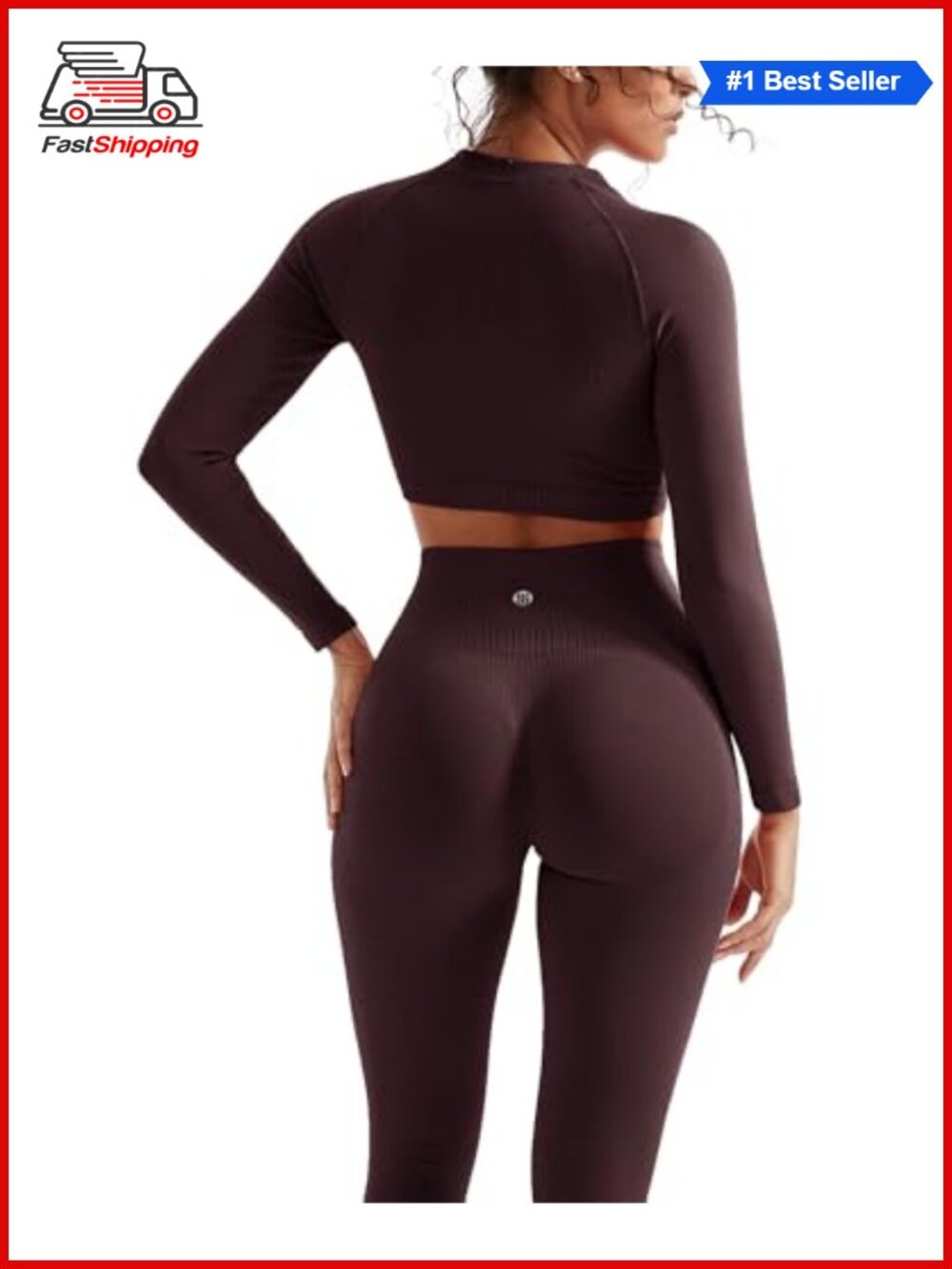 ✨ SUUKSESS 2 Piece Workout Set Seamless Ribbed Leggings & Crop Top